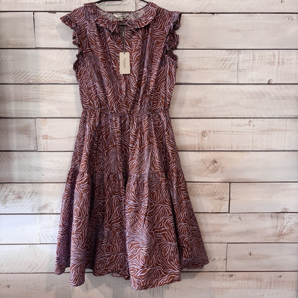 New Tucker NYC Dani Dress Hear Me Roar MIDI Animal/zebra Print Cotton Sz Lg  NWT
